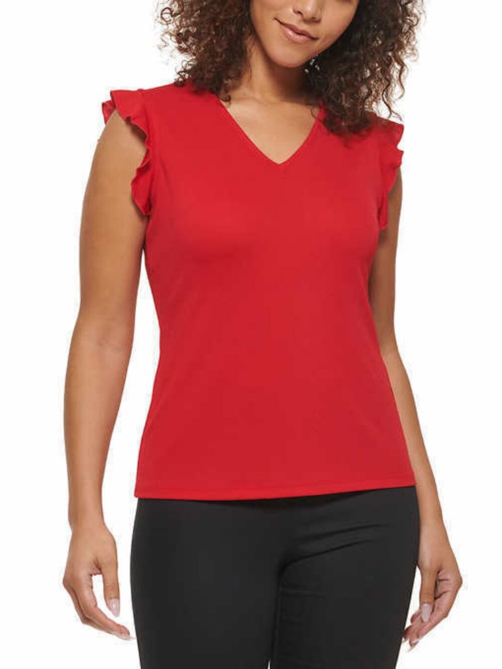 Andrew Marc Womens Ruffle Sleeve Blouse